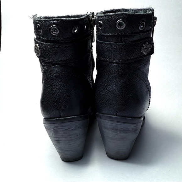 Harley-Davidson Women's Black Leather Ankle Boots Size US 6.5 - Picture 5 of 9
